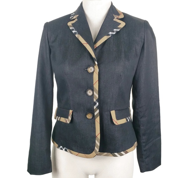 David Brooks Jackets & Blazers - David Brooks Sz XSP Blazer Black with Plaid Trim